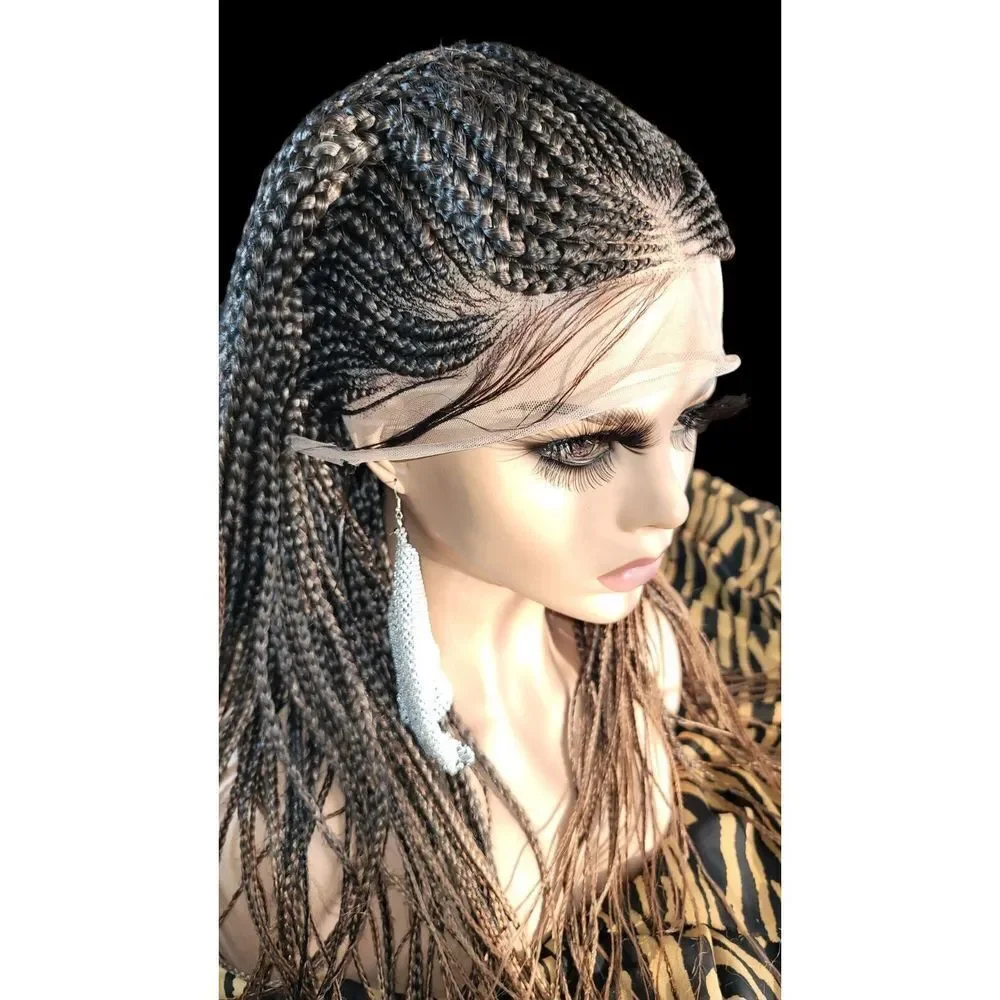 Handmade Braided Wig- Ombre Color Brown Chesnut, Ghana Weave